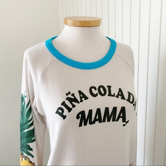NWT Chaser Pina Colada Mama Pineapple Cream Beach Sweater Sweatshirt Size Medium - Picture 7 of 16